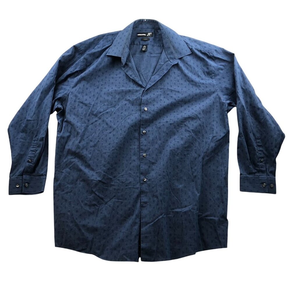 J. Ferrar Mens Dress Shirt Size XXL 18-18.5 Neck Long Sleeve Button Up Blue
